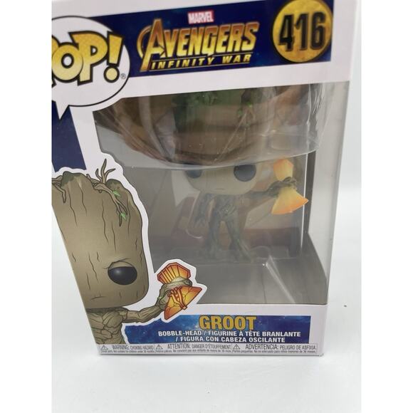 Funko Pop Marvel Avengers Infinity War - Groot w/ Stormbreaker Vinyl Figure 416 - Picture 2 of 7